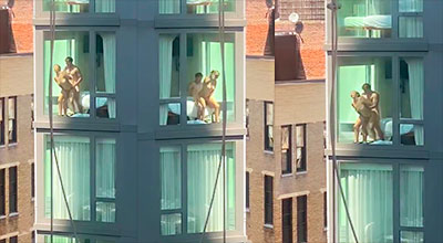 los trabajadores atrapan parejas canadienses follando en el edificio