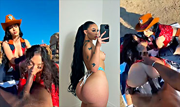 Cowgirl Anij Nicole and a friend form a threesome against a black man