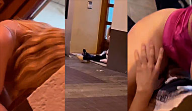 In the middle of the neighborhood, Russian couples are caught fucking
