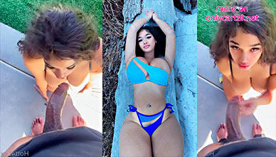 Miss Alexis Arias swallows a black cock with great pleasure