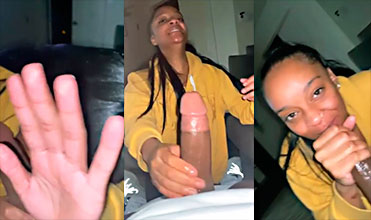 She doesn’t like being filmed while she’s swallowing that cock