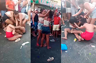 There is a lot of punching and hair pulling at the Brazilian carnival