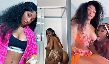 They devour the lesbian cutie’s tits and ass