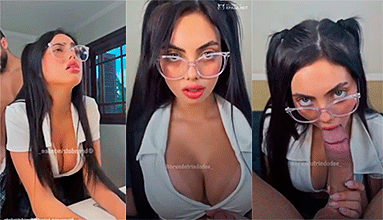 Brenda Trindade dressed as a schoolgirl fucking doggy style