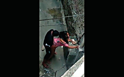 The neighbor fucks young man through the alleys