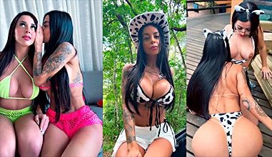 Lesbian porn video of Alyne Lary and Jaiane Lima, the dairy cow