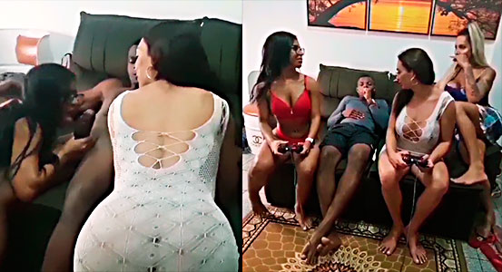 Victoria invites gifted black man to fuck her transsexual friends