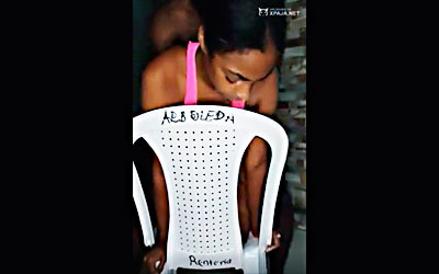 she almost fell to the floor with that dick then she looks for a chair