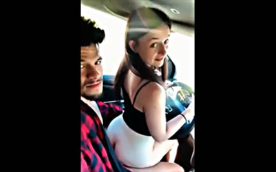 teaching her to drive a car and also my cock